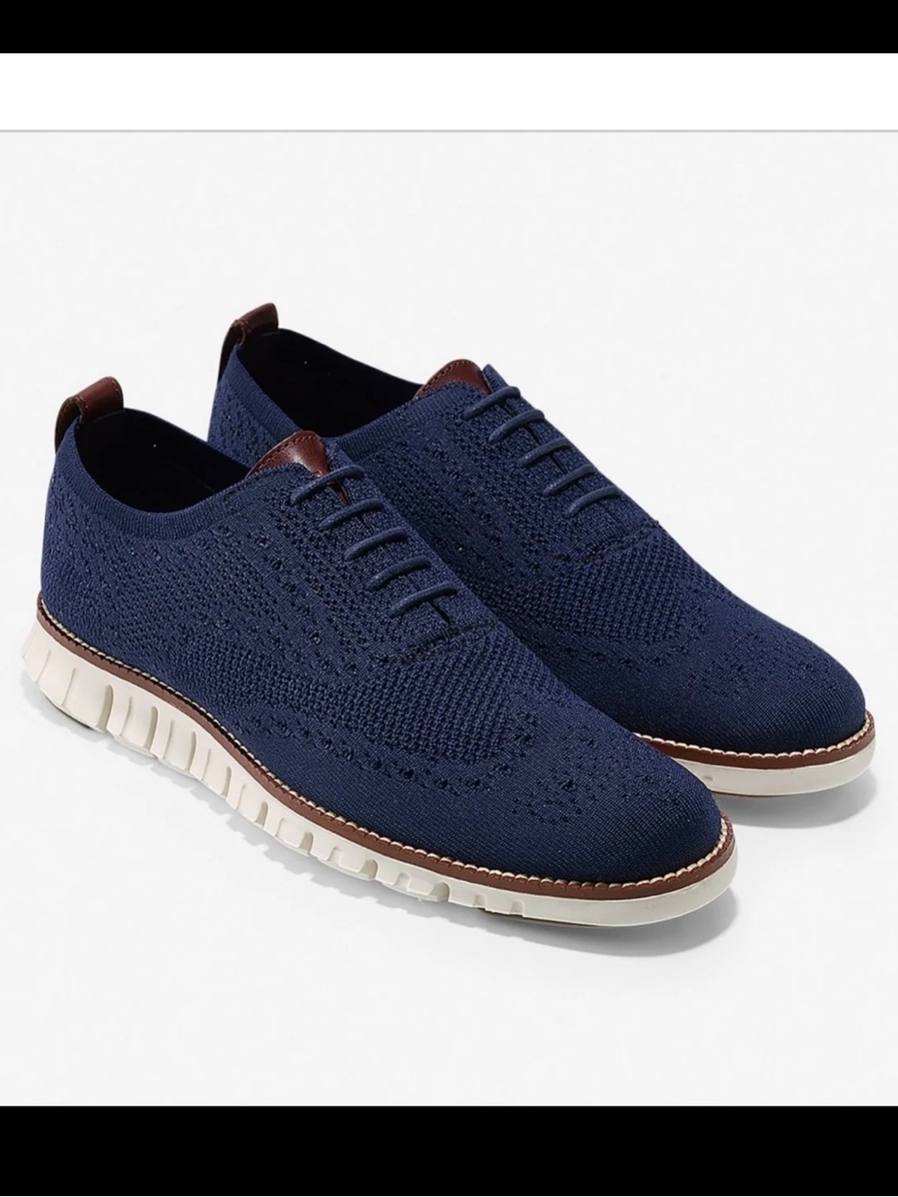 Cole Haan Men’s ZeroGrand Stitchlite wingtip oxfords-blue-size 10
